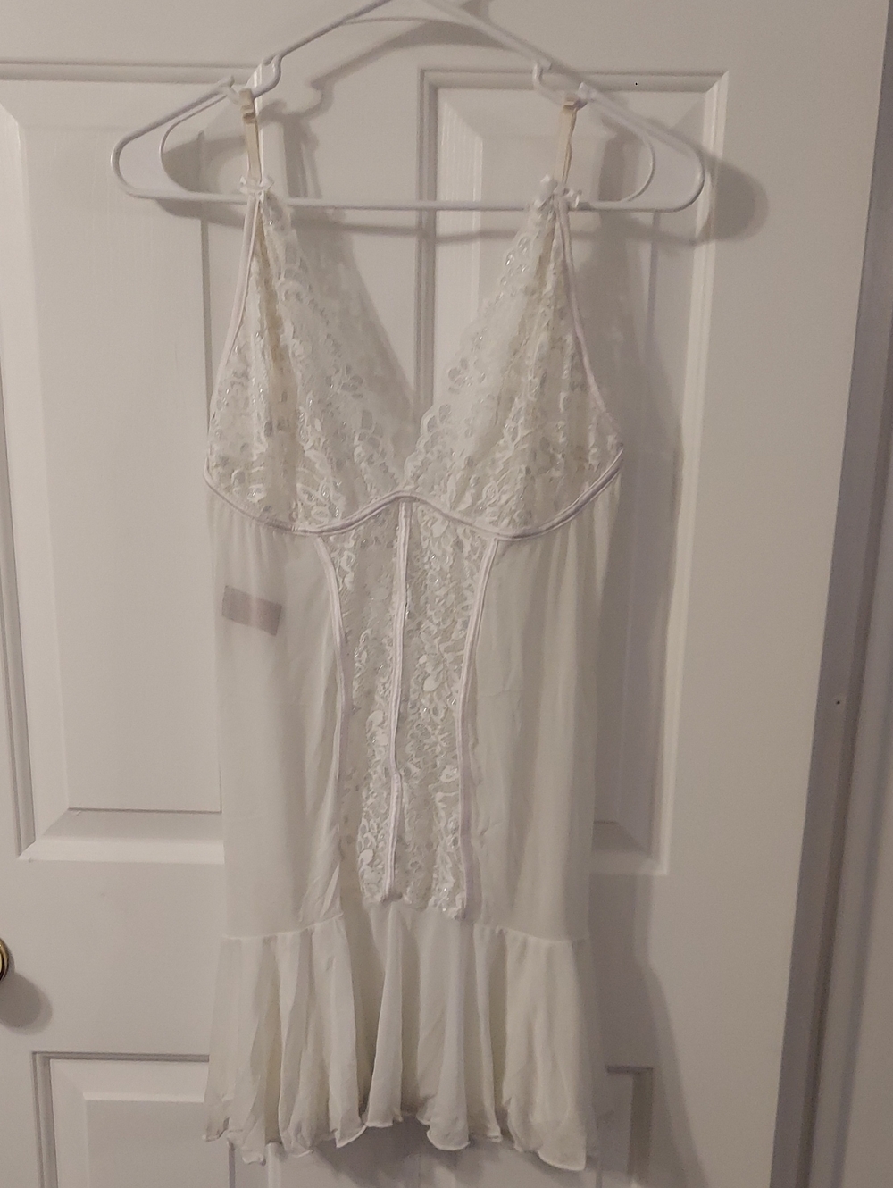 Women's Lace Trim White Chemise Slip